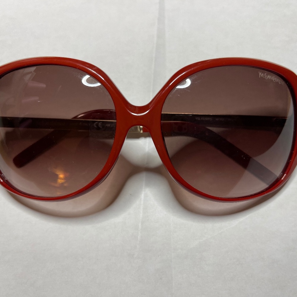 YSL round Burgundy Sunglasses